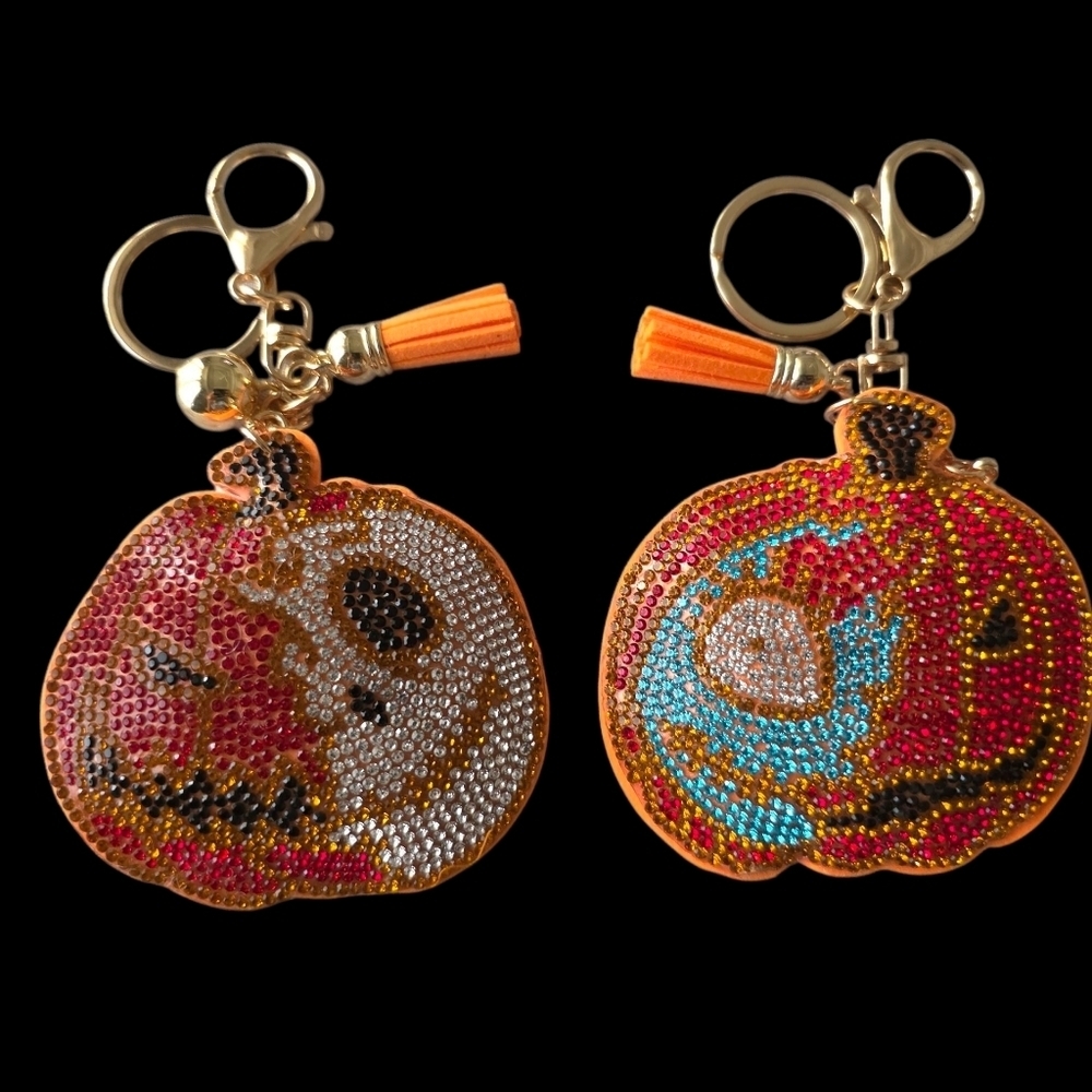 Jack & Sally Rhinestone Bag Charm /Keychains – Set of 2